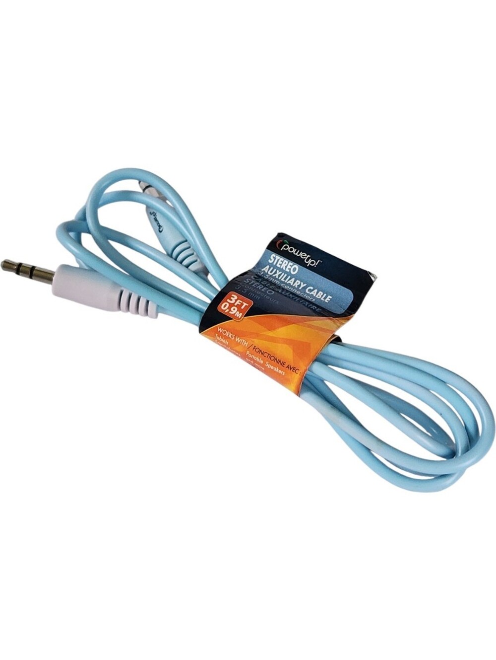 Power UP 3FT Light Blue 3.5mm Stereo Auxiliary Cable